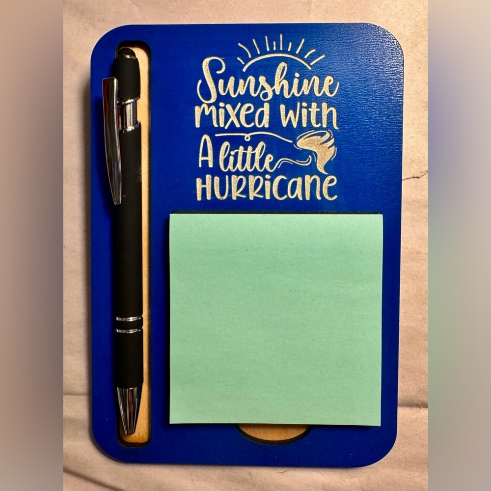 Hand crafted by me Wooden post-it note and pen desk holder with humorous sayings - Picture 4 of 9